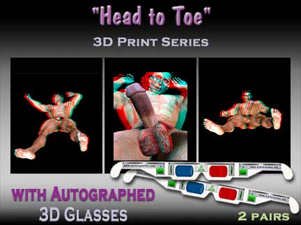 Aaron's Head to Toe 3D Print Series. Autographed art prints and 3D glasses.