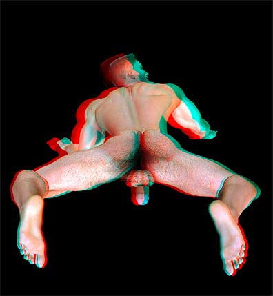 Aaron's Waking Up 3D Limited Edition Print through digital anaglypgh technology. Print from the "3D Light Fantasy" print series.