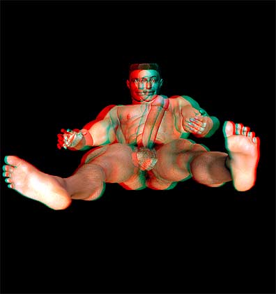 Aaron's Head to Toe 3D Limited Edition Print through digital anaglypgh technology. Print from the "3D Light Fantasy" print series.