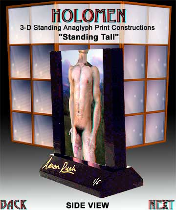 "Standing Tall" Gay, erotic, 3D anaglyph standing print construction piece for your cocktail table or nightstand.