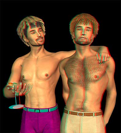 Phoenix and his brother Ash, Gay Twins in anaglyph 3D