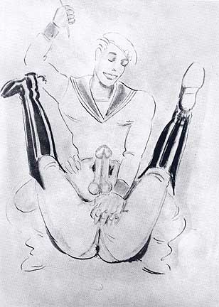  Vintage gay drawing by artist Bellhops