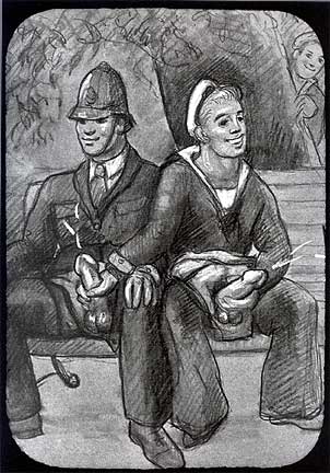  Vintage gay drawing by artist Happyface