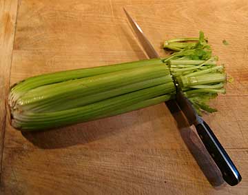 Freeze celery tops in zip lock freezer bags for future soup stocks.