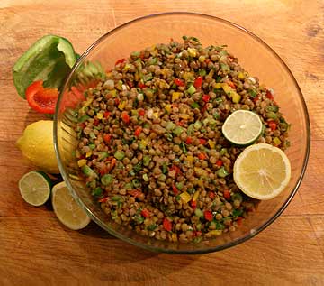 Tri-color Pepper and Lentil Salad finished dish