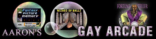 Aaron's Free Gay Erotic Arcade, Fantasy Picture memory, Wizard of Ballz, and Fortune Teller.